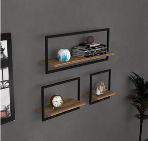 SET 3x Mensola YESO marrone/nero