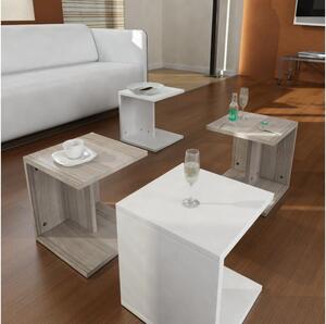 SET 4x Tavolino bianco/marrone
