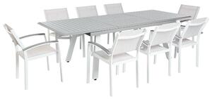 Set da pranzo 8 posti Bianco con tavolo grigio 6 sedie Giardino Patio Terrazza Beliani