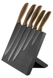 Set coltelli in acciaio inox 5 pz con supporto magnetico legno/nero