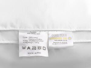 Set di 2 cuscini da letto guanciali in cotone bianco piumino d'anatra e piume 80 x 80 cm alto medio morbido Beliani