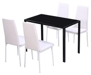 Set Tavolo da Pranzo 5 pz Nero e Bianco