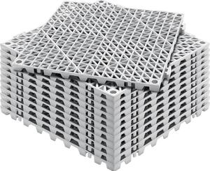 Set di piastrelle ad incastro - 12 pz. Piastrelle di drenaggio 30 x 30 cm - Pavimento in PVC per terrazza, bagno, piscina - grigio
