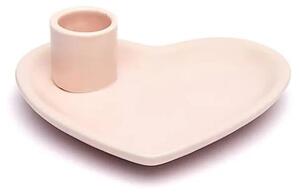 Ciotola in Vetroceramica per smudging e porta Palo Santo a forma di cuore rosa pastello -- 12x11x4 cm