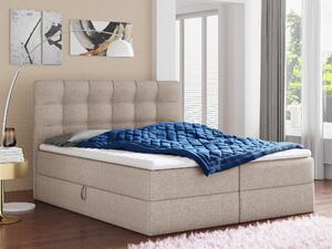 Letto boxspring Best con 2 cassetti, letto matrimoniale con materasso Bonell e topper, letto imbottito, letto (beige (Inari 22), 160 x 200 cm)