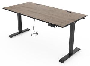 Yaasa Desk Essential Scrivania regolabile in altezza elettricamente 140 x 80 cm, rovere scuro/nero – 4 impostazioni memorizzabili, indicatore di altezza, sensore anticollisione e passacavi