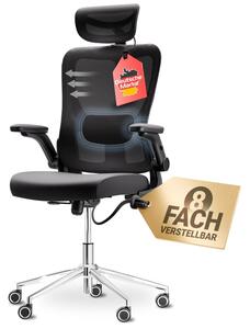 LUTIVO Bravo Sedia da ufficio ergonomica [ORIGINALE] Sedia da scrivania ergonomica con 8 regolazioni per il massimo comfort | Sedia da gaming e sedia girevole (nera)