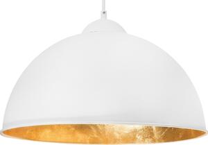 BELIANI Lampada a sospensione emisfero in metallo bianco e oro dal look industriale per soggiorno, camera da letto e sala da pranzo