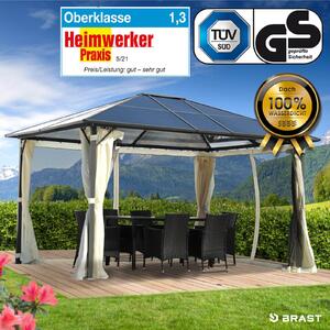Gazebo in alluminio PREMIUM con tetto fisso 3x4 m beige