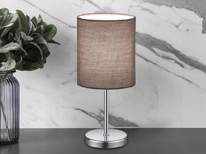 Lampada da tavolo LED classica 1 paralume in tessuto cromato a fiamma grigio, altezza 28 cm