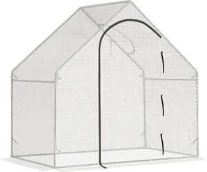 Serra Outsunny, 180 x 100 x 168 cm, serra in pellicola con porta a rullo, serra per pomodori con finestra superiore, pellicola reticolata in PE, serra resistente all'inverno per giardino e balcone, bianca