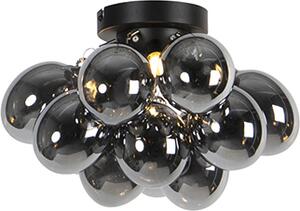 QAZQA - Lampada da soffitto di design | Lampada da soffitto | Lampada | Lampada nera con vetro fumé a 3 luci - Uvas | Soggiorno | Camera da letto - Sfera | Sferica - Compatibile con LED G9