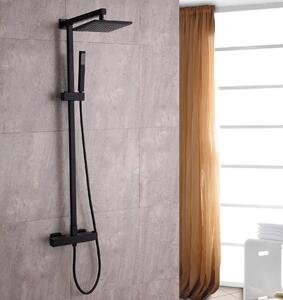 Colonna doccia 8921B Basic con termostato SEDAL - Ottone - Nero - Scelta del soffione in acciaio inossidabile - quadrato, Scelta del soffione quadrato: senza soffione