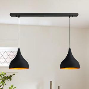 Lampada a sospensione per tavolo da pranzo I Adash I Lampada a sospensione in metallo a 2 luci Ø 26 cm nera Lampada da soffitto per soggiorno Tavolo da pranzo rotondo Paralume Lampada a sospensione