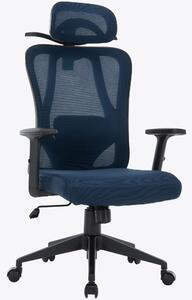 Sedia da ufficio con appendiabiti salvaspazio - sedia da scrivania ergonomica con supporto per il collo e la zona lombare - comoda sedia da gaming con schienale a rete e funzione reclinabile, colore: nero/blu scuro