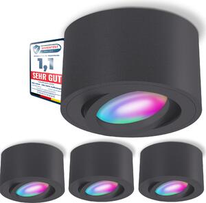 SSC-LUXon 4 pezzi CELI-1N faretti da superficie piatti orientabili compatibili con Alexa, Siri e Google - faretto da soffitto con lampada LED Smart RGB+W
