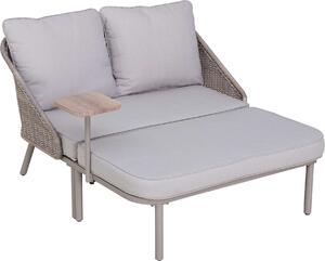 Lettino da giardino Sunjoy in acciaio/rattan PORTO - 142 x 128 cm, grigio