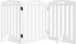 AllMyPets Cancelletto per Cani Pieghevole a 3 Pannelli con 2 Supporti, in Legno 155x30x61 cm colore Bianco - R360WT