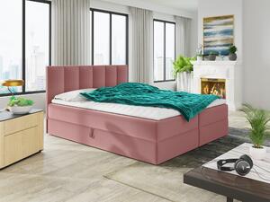 Letto boxspring Star con topper, materasso Bonell e 2 contenitori, letto matrimoniale, letto imbottito, letto (rosa (Kronos 29), 180 x 200 cm)