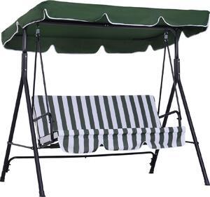 VivaGarden Dondolo da Giardino 3 Posti con Tettuccio Parasole in Acciaio/Poliestere Dimensioni 172x110x153 cm colore Verde