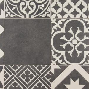Pavimento Primaflor in PVC TURVO - piastrella Lisbona - 2,00m x 3,50m - al metro - Pavimento vinilico in look piastrella bianca e nera per cucina, soggiorno e bagno, moquette di alta qualità, superficie antisdrucciolo