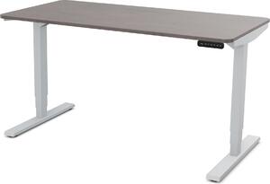 ASSMANN scrivania regolabile elettricamente in altezza Y-Line Curved cemento a vista alluminio bianco antracite, 160x80cm, funzione memoria, funzione motore a 2 ripiegamenti