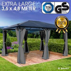 Gazebo in alluminio PREMIUM 3,6x4,8 m grigio