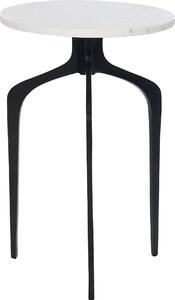Tavolino BELIANI piano in marmo bianco gambe in metallo nero 56 x 36 x 36 cm rotondo moderno glamour soggiorno camera da letto