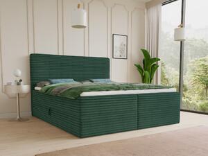 Letto boxspring Mollo con 2 cassetti, letto matrimoniale con materasso Bonell e topper, letto imbottito in morbido velluto a coste, letto, letto box, struttura letto per camera da letto (verde (Tilia 39), 140 x 200 cm)