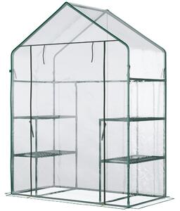 Serra in pellicola Outsunny, casetta da giardino accessibile con 6 ripiani in PVC