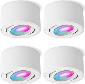 SSC-LUXon 4x CELI-1WM faretto da superficie bianco piatto orientabile incl. lampada LED Smart RGB CCT - spot LED da soffitto WLAN compatibile con Alexa, Siri e Google