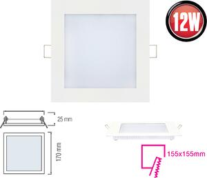 12W LED pannello sottile plafoniera luce da incasso quadrata 17x17 cm bianco neutro