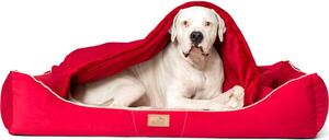 Tierlando® Letto ortopedico per cani RUDOLPH incl. copertina protettiva con coperta per cani - Dimensioni: 130x100cm | Colore: 04 Rosso scuro
