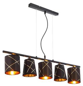 Lampada a sospensione LED RGB, metallo, tessuto, nero, color oro