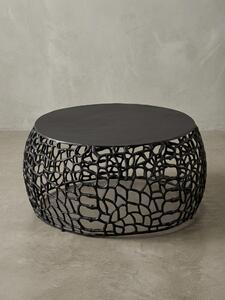 Tavolino "Astlux": struttura a rami, alluminio laccato, realizzato a mano, piedini antiscivolo, ripiano. Nero, 66x66x30 cm | Kadima Design