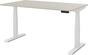 Scrivania per famiglie ASSMANN regolabile elettricamente in altezza Pitino Oak Polar White, 120x80cm, funzione memoria, motorizzazione a 2 ripiani