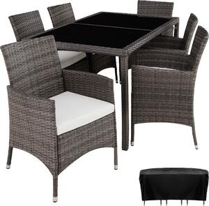 Tectake® Gruppo di seduta in rattan Porto per 6 persone
