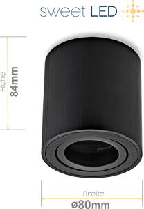 Sweet LED faretto da superficie GU10 rotondo in alluminio nero faretto da superficie 230V