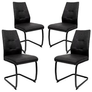 Sedie da pranzo moderne effetto pelle - sedie a sbalzo imbottite con robusta struttura in metallo - sedie a sbalzo di facile manutenzione con superficie traspirante, Colore: nero; Quantità: 4 pezzi