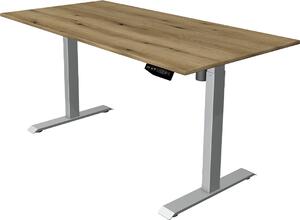 Scrivania Kerkmann Move 1 regolabile elettricamente in altezza, in rovere, rettangolare, con base a T argento, 160,0 x 80,0 cm