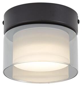 Moderna lampada da soffitto nera con vetro fumé a forma di disco