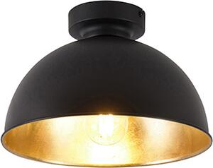 QAZQA - Industry I Vintage I Industry I Vintage I Plafoniera I Plafoniera I Lampada I Luce nera con oro I Ottone 28 cm - Magnax I Soggiorno I Camera da letto - Tondo in acciaio - LED adatto E27