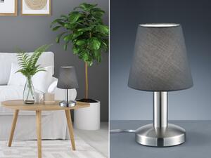 Lampada da tavolo a LED argento con paralume in tessuto grigio per davanzale - dimmerabile con touch