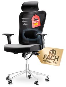 Sedia da ufficio ergonomica LUTIVO Alpha [ORIGINALE] Sedia da scrivania ergonomica con 11 impostazioni di comfort | Sedia da gaming e sedia girevole (nera)