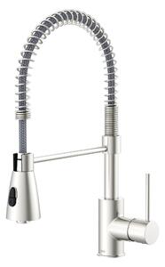 Rubinetto miscelatore da cucina Lenz KALANI² nichel - getto a pendolo professionale con 2 modalità di getto, orientabile a 360°, installazione EasyFix, ugello di miscelazione di marca, 46070322