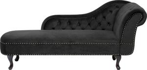 Sedia lounge BELIANI Nera, imbottita in velluto, trapuntata con borchie decorative e gambe nere in stile retrò