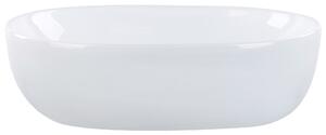 BELIANI Lavabo da appoggio in Vetroceramica bianca 48 x 34 cm superficie lucida forma ovale bagno stile moderno