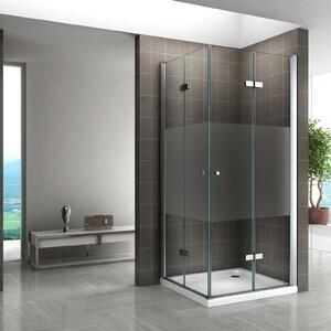 Cabina doccia con porta a soffietto i-flair 80x75x180 cm in vetro di sicurezza parzialmente satinato da 6 mm - DK99