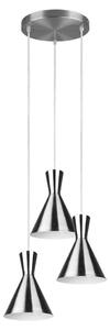 Lampada a sospensione, 3 luci, metallo, finitura nichel opaco, altezza 150 cm