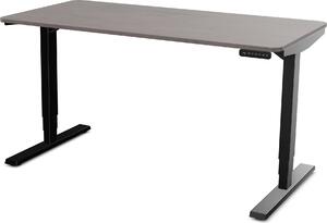 Scrivania ASSMANN regolabile elettricamente in altezza Y-Line Curved in calcestruzzo a vista nero antracite, 120x70cm, funzione memoria, motorizzazione a 2 ripiani